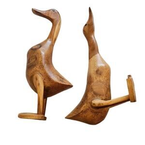 Two hand carved vintage wood ducks, at least 40 years old, great condition.
